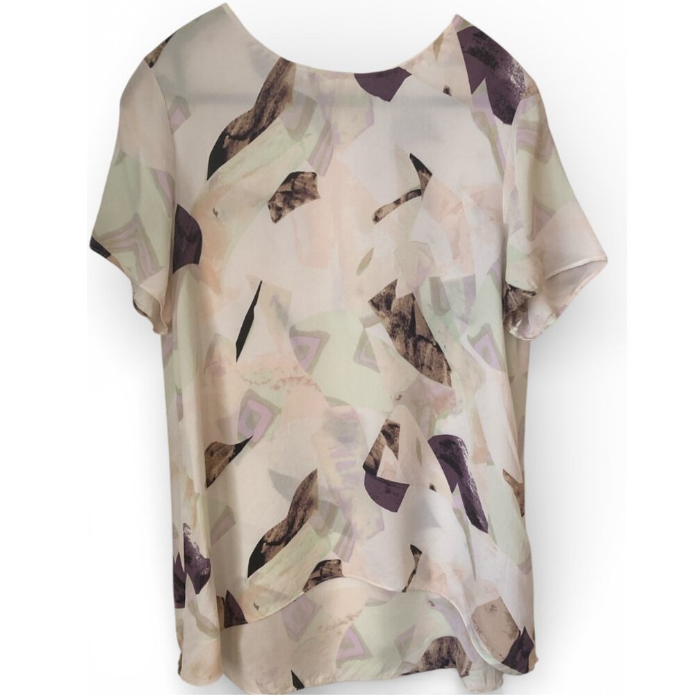 Aritzia Wilfred 100% Silk Top, Large, Geometric Design - Picture 2 of 6
